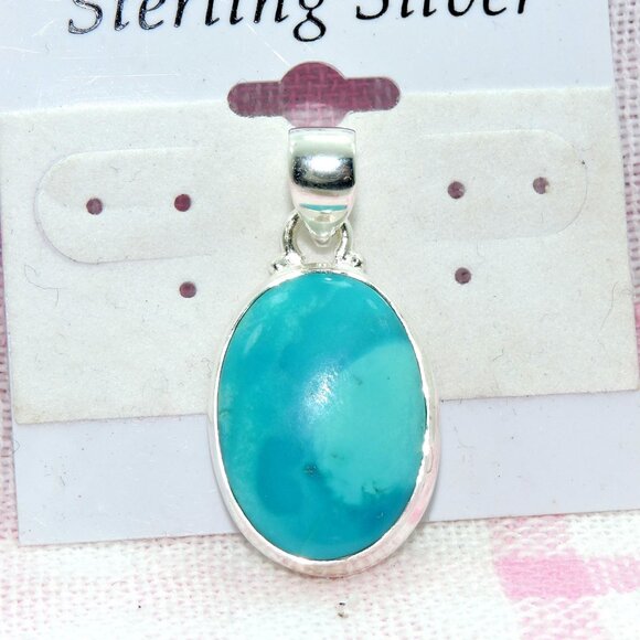 Sleeping Beauty Turquoise Arizona Pendant, Sterling Silver Turquoise Pendant - Picture 4 of 4